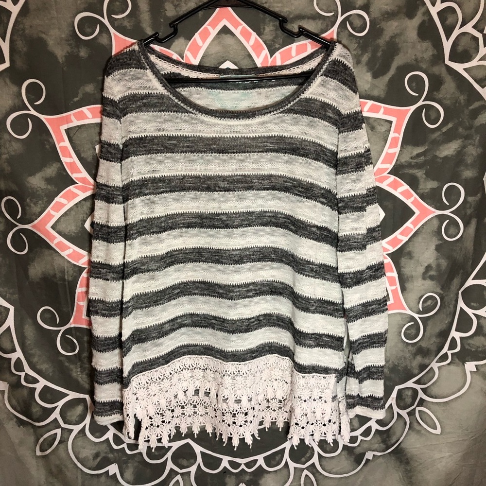 Striped embroidered sweater